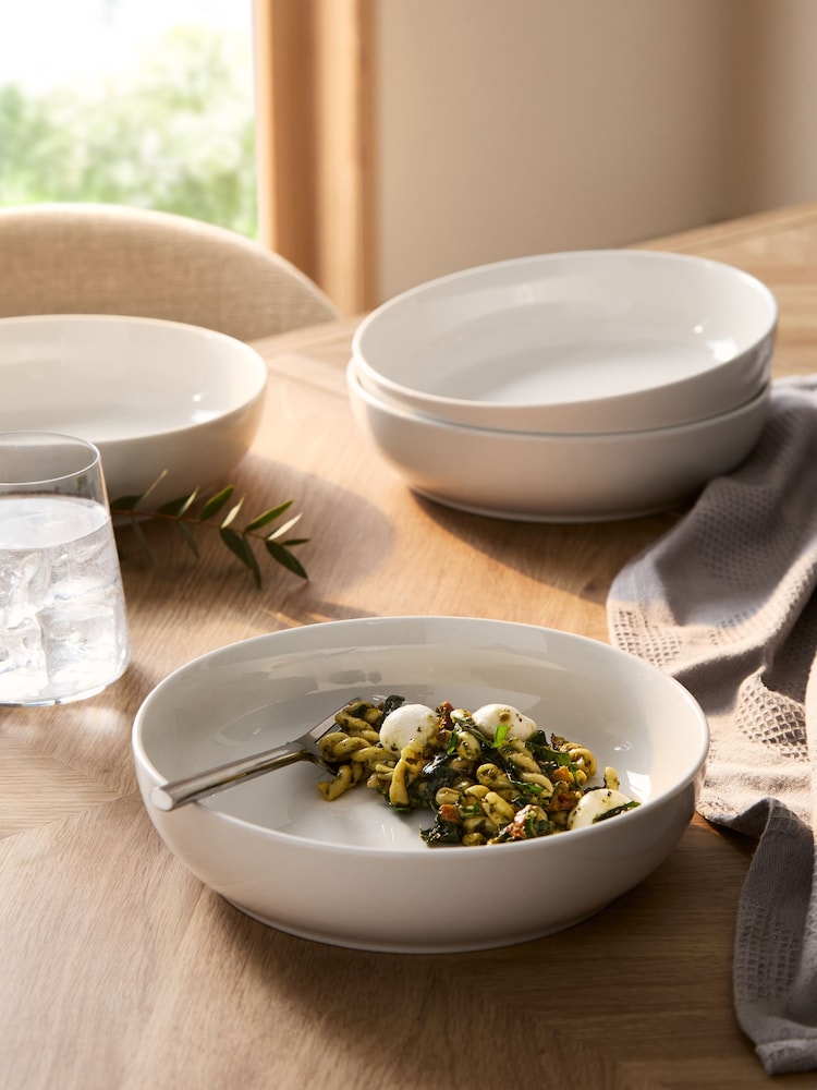 Set of 4 White Moderna Pasta Bowls - Image 1 of 4