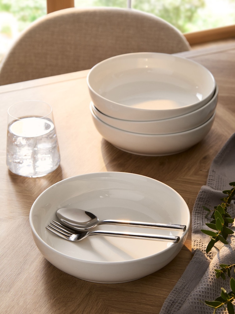 Set of 4 White Moderna Pasta Bowls - Image 2 of 4