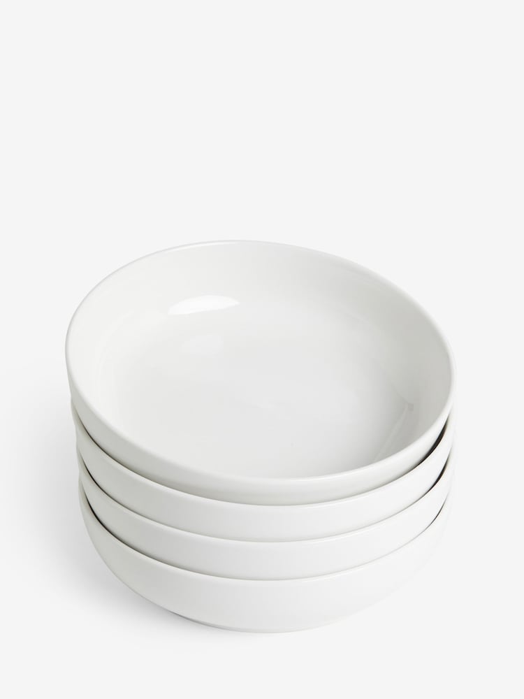 Set of 4 White Moderna Pasta Bowls - Image 4 of 4