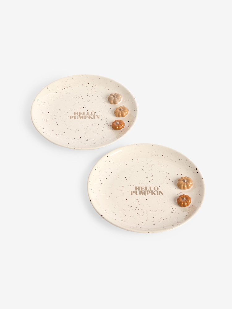 Set of 2 Autumn Pumpkin Side Plates - Bild 1 von 2 Set of 2 Autumn Pumpkin Side Plates - Bild 1 von 2