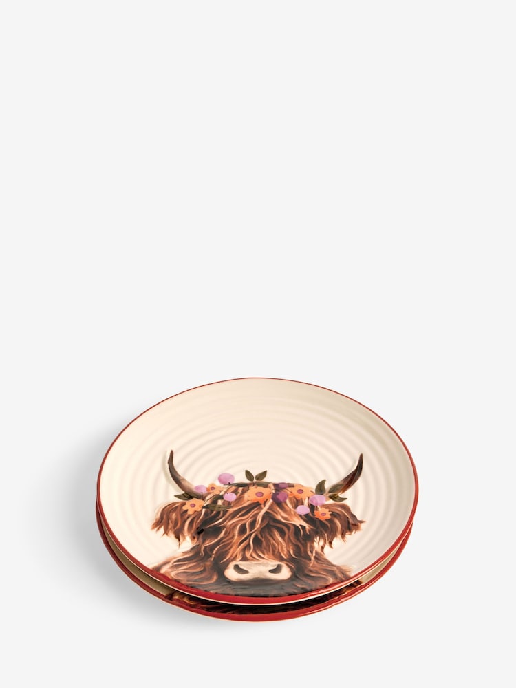 Set of 2 Natural Hamish The Highland Cow Side Plates - Image 1 of 2