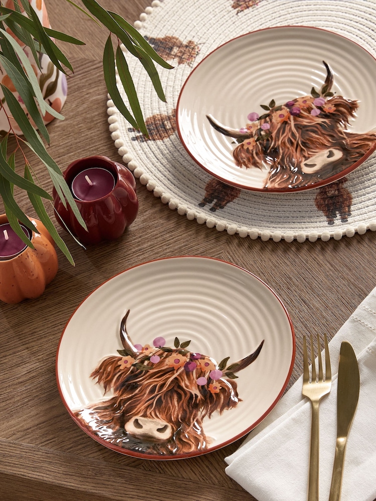 Set of 2 Natural Hamish The Highland Cow Side Plates - Image 1 of 5 Set of 2 Natural Hamish The Highland Cow Side Plates - Image 1 of 5