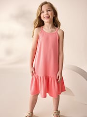 Coral Pink Stripe Strappy Halter Summer Dress (3-16yrs) - Image 1 of 9