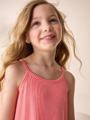 Coral Pink Stripe Strappy Halter Summer Dress (3-16yrs) - Image 5 of 9