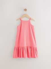 Coral Pink Stripe Strappy Halter Summer Dress (3-16yrs) - Image 7 of 9