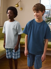 Mornarsko modra/siva - karirast; s karirastim vzorcem Tkana pižama 2 Pack (1.5-16yrs) - Slika 1 iz 6