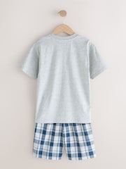 Navy Blue/ Grey Check Woven Pyjamas 2 Pack (1.5-16yrs) - Image 7 of 10