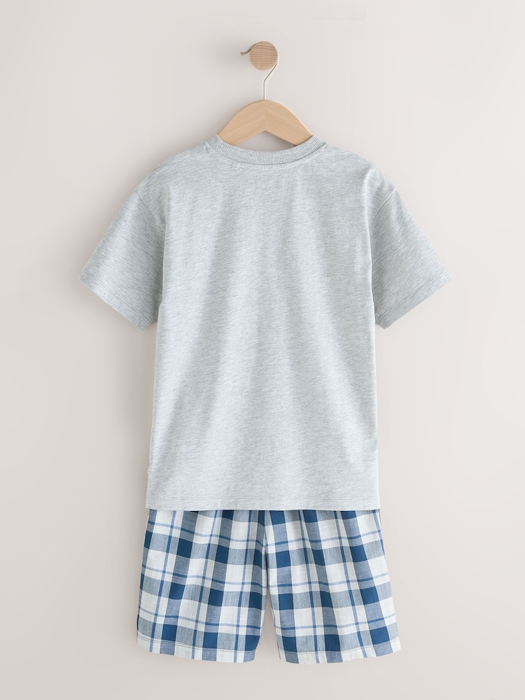 Navy Blue/ Grey Check Woven Pyjamas 2 Pack (1.5-16yrs) - Image 7 of 10