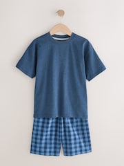 Navy Blue/ Grey Check Woven Pyjamas 2 Pack (1.5-16yrs) - Image 8 of 10