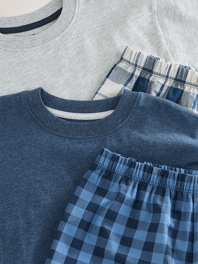 Navy Blue/ Grey Check Woven Pyjamas 2 Pack (1.5-16yrs) - Image 9 of 10