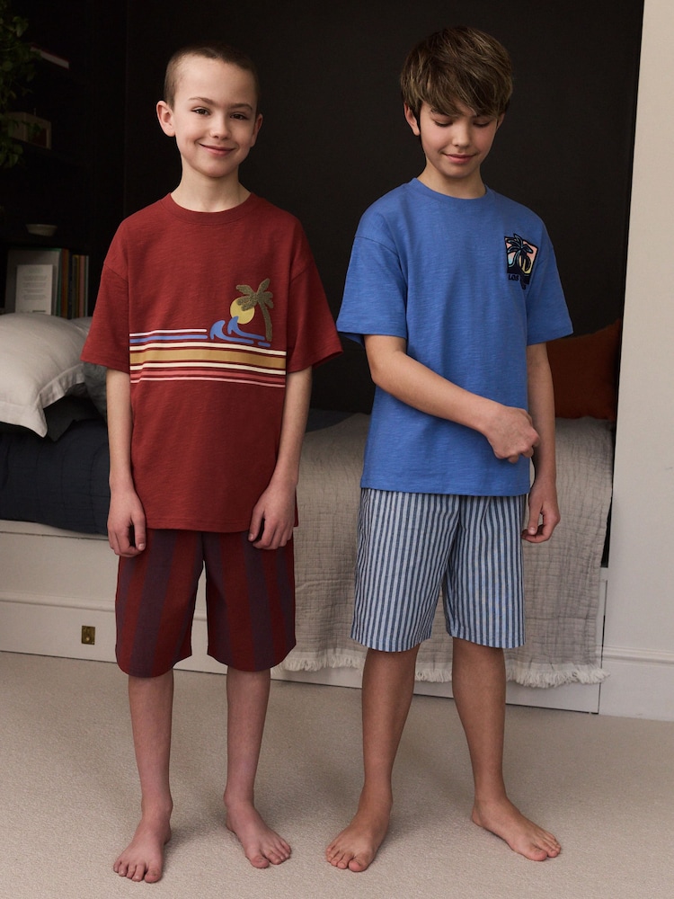 Red/Blue Check Woven Short Pyjamas 2 Pack (4-16yrs) - Image 1 of 5