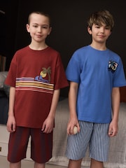 Red/Blue Check Woven Short Pyjamas 2 Pack (4-16yrs) - Image 2 of 5