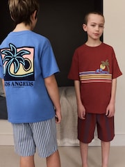 Red/Blue Check Woven Short Pyjamas 2 Pack (4-16yrs) - Image 4 of 5