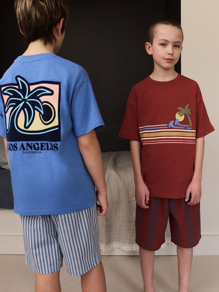 Red/Blue Check Woven Short Pyjamas 2 Pack (4-16yrs) - Image 4 of 5