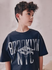Navy/ Grey Varsity Check Woven Short Pyjamas 2 Pack (4-16yrs) - Image 3 of 8