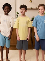 Black/ Grey/ Yellow 100% Cotton Short Pyjamas 3 Pack (6-16yrs) - Image 1 of 15