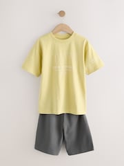 Black/ Grey/ Yellow 100% Cotton Short Pyjamas 3 Pack (6-16yrs) - Image 10 of 15