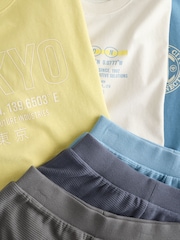 Black/ Grey/ Yellow 100% Cotton Short Pyjamas 3 Pack (6-16yrs) - Image 13 of 15