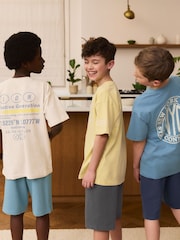 Black/ Grey/ Yellow 100% Cotton Short Pyjamas 3 Pack (6-16yrs) - Image 2 of 15