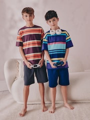 Multi Bright Stripe Short Pyjamas 2 Pack (3-16yrs) - Image 1 of 11