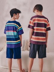 Multi Bright Stripe Short Pyjamas 2 Pack (3-16yrs) - Image 3 of 11