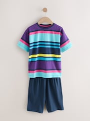 Multi Bright Stripe Short Pyjamas 2 Pack (3-16yrs) - Image 7 of 11