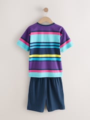 Multi Bright Stripe Short Pyjamas 2 Pack (3-16yrs) - Image 9 of 11