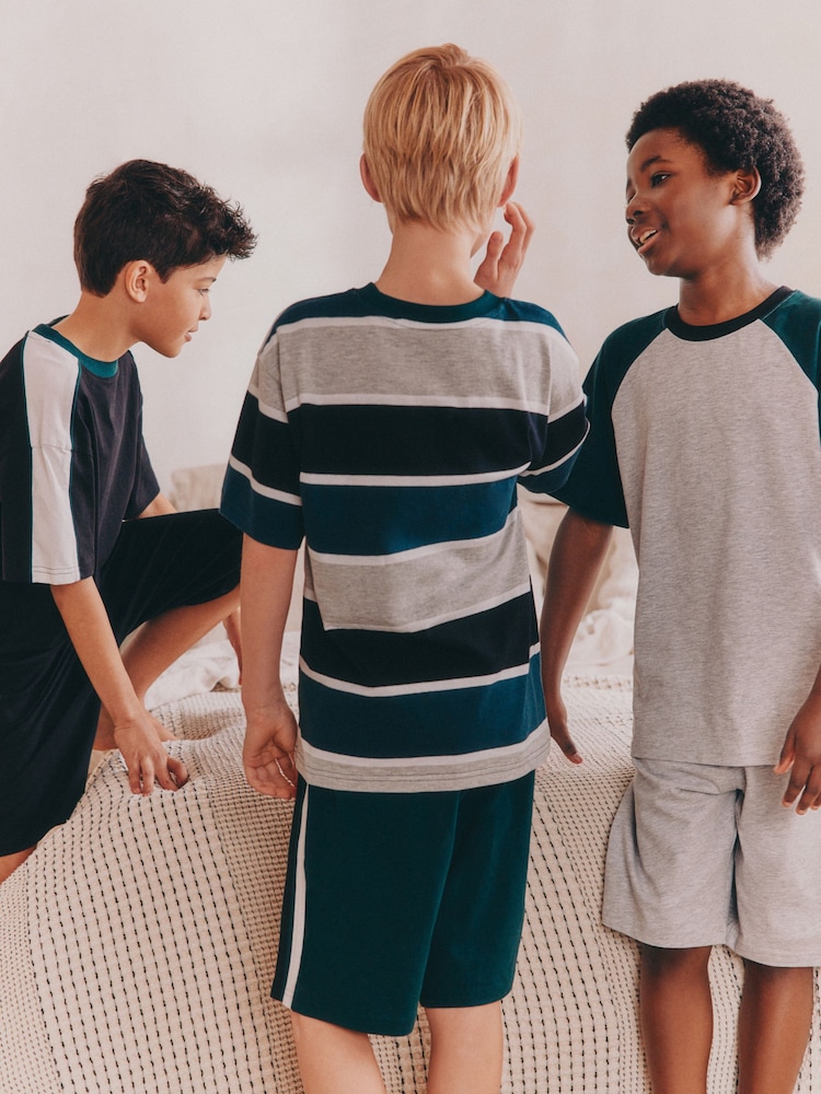 Black/Green Short 100% Cotton Pyjamas 3 Pack (3-16yrs) - Image 2 of 7 Black/Green Short 100% Cotton Pyjamas 3 Pack (3-16yrs) - Image 2 of 7