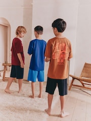 Blue/ Orange/ Red Graphic Short Pyjamas 3 Pack (5-16yrs) - Image 2 of 5
