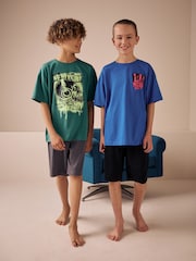 Blue/ Green Cities Short Pyjamas 2 Pack (3-16yrs) - Image 1 of 7