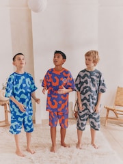 oranžna/ modra/ Grey Camouflage - Kratke pižame 3 paket (3-16let) - Slika 1 iz 8