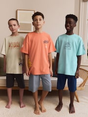 Blue/Pink Skate & Skulls Oversized 100% Cotton Short Pyjamas 3 Pack (5-16yrs) - Image 1 of 12