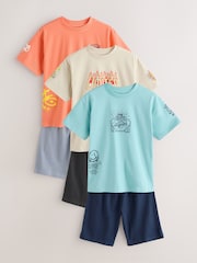 Blue/Pink Skate & Skulls Oversized 100% Cotton Short Pyjamas 3 Pack (5-16yrs) - Image 7 of 12