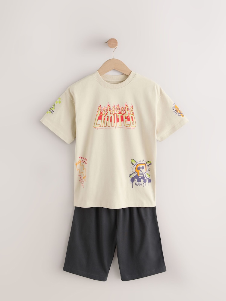 Blue/Pink Skate & Skulls 100% Cotton Short Pyjamas 3 Pack (3-16yrs) - Image 8 of 12