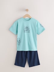Blue/Pink Skate & Skulls Oversized 100% Cotton Short Pyjamas 3 Pack (5-16yrs) - Image 9 of 12