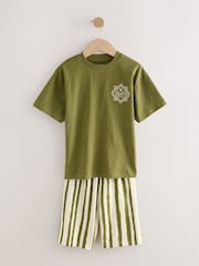 Red/ Blue/ Green Stripes Short Pyjamas 3 Pack (3-16yrs) - Image 3 of 7