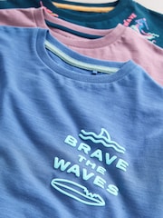 Navy/ Purple Waves Short Pyjamas 3 Pack (3-16yrs) - Image 11 of 12