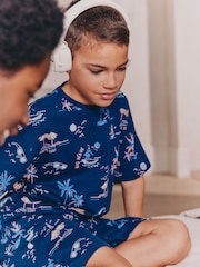 Navy/ Purple Waves Short Pyjamas 3 Pack (3-16yrs) - Image 3 of 12