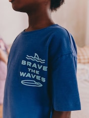 Navy/ Purple Waves Short Pyjamas 3 Pack (3-16yrs) - Image 4 of 12