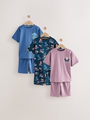 Navy/ Purple Waves Short Pyjamas 3 Pack (3-16yrs) - Image 6 of 12