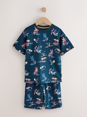 Navy/ Purple Waves Short Pyjamas 3 Pack (3-16yrs) - Image 8 of 12