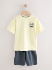 Turq/Cream Dino Surf 100% Cotton Short Pyjamas 3 Pack (3-14yrs) - Image 2 of 7