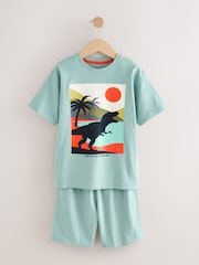 Turq/Cream Dino Surf 100% Cotton Short Pyjamas 3 Pack (3-14yrs) - Image 3 of 7