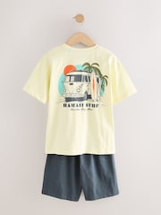 Turq/Cream Dino Surf 100% Cotton Short Pyjamas 3 Pack (3-14yrs) - Image 4 of 7