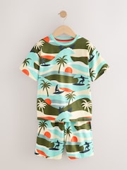Turq/Cream Dino Surf 100% Cotton Short Pyjamas 3 Pack (3-14yrs) - Image 5 of 7