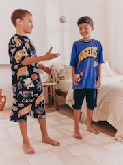 Black/Purple Basketball Short Pyjamas 2 Pack (3-16yrs) - Image 1 of 11