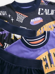 Black/Purple Basketball Short Pyjamas 2 Pack (3-16yrs) - Image 10 of 11