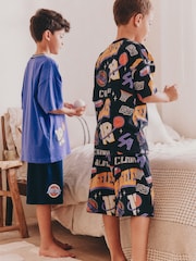 Black/Purple Basketball Short Pyjamas 2 Pack (3-16yrs) - Image 3 of 11
