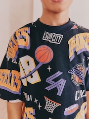 Black/Purple Basketball Short Pyjamas 2 Pack (3-16yrs) - Image 4 of 11