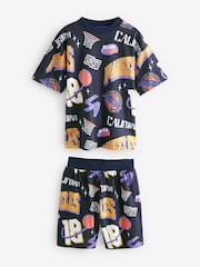 Black/Purple Basketball Short Pyjamas 2 Pack (3-16yrs) - Image 8 of 11
